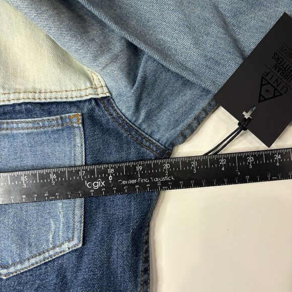 NWT UNIF x Urban OutfittersPatchwork Distressed Denim Jean Jacket Size Small - Picture 7 of 9
